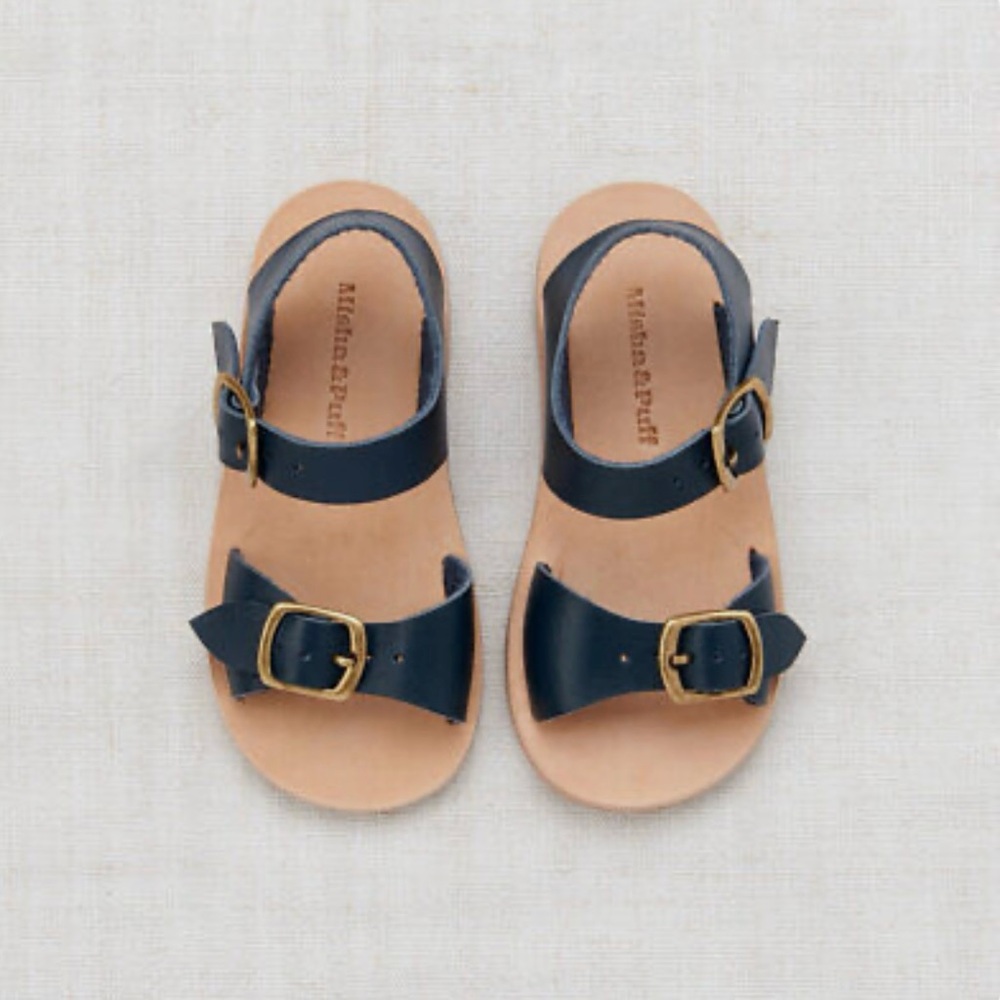 Misha and Puff Double Buckle Sandals in Navy Blue